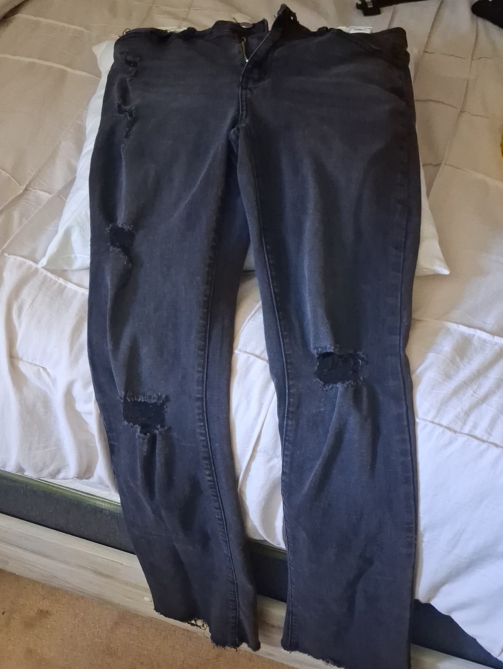 Dark Gray Distressed Skinny Jeans